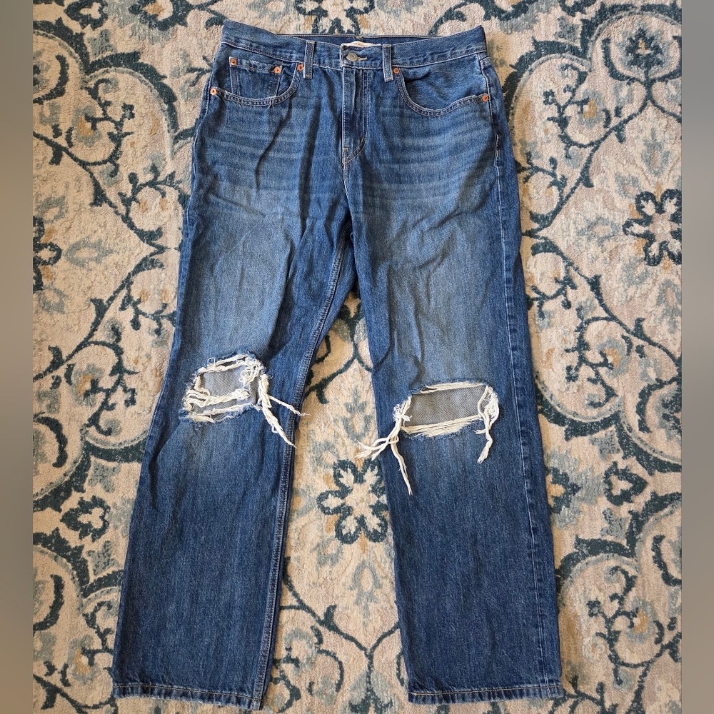 Levi's Blue Distressed Women's Straight Leg Jeans